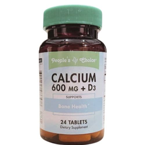 Complètement Alimentaire PEOPLE'S CHOICE CALCIUM 600 mg + D3 Pour Soutenir La Santé Osseuse, 24 Comprimés